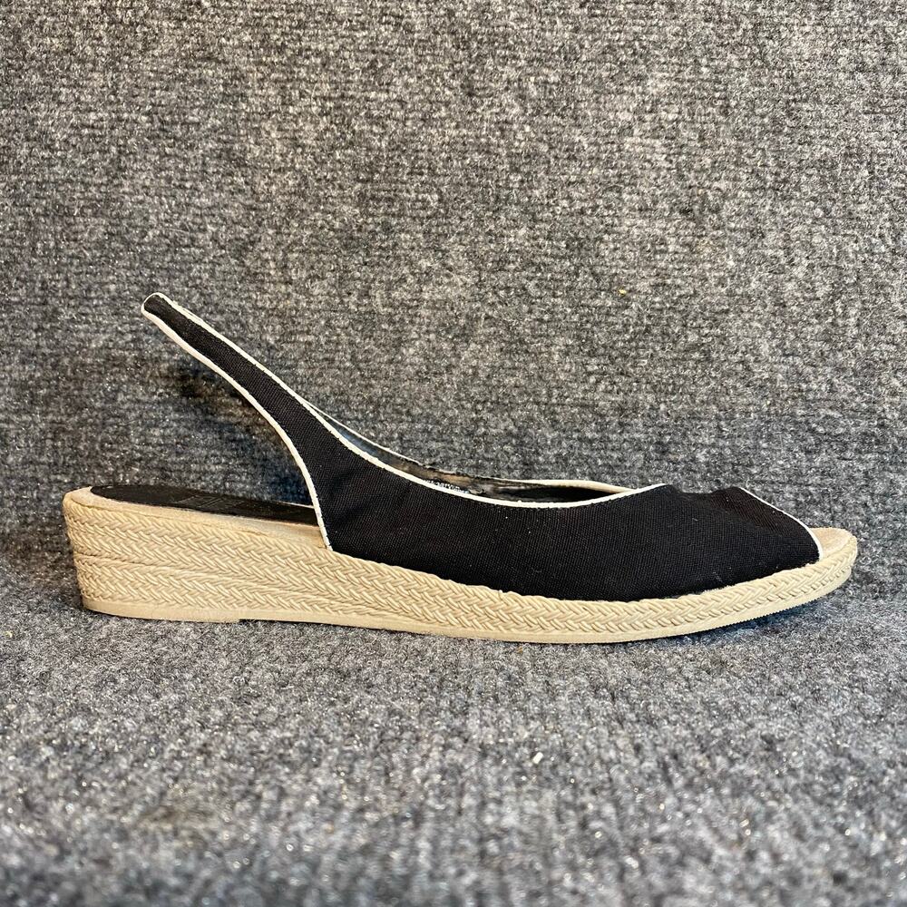 Mootsie Tootsie Womens 10 Mob Lasher Wedge Black White Slingback Sandals Comfort